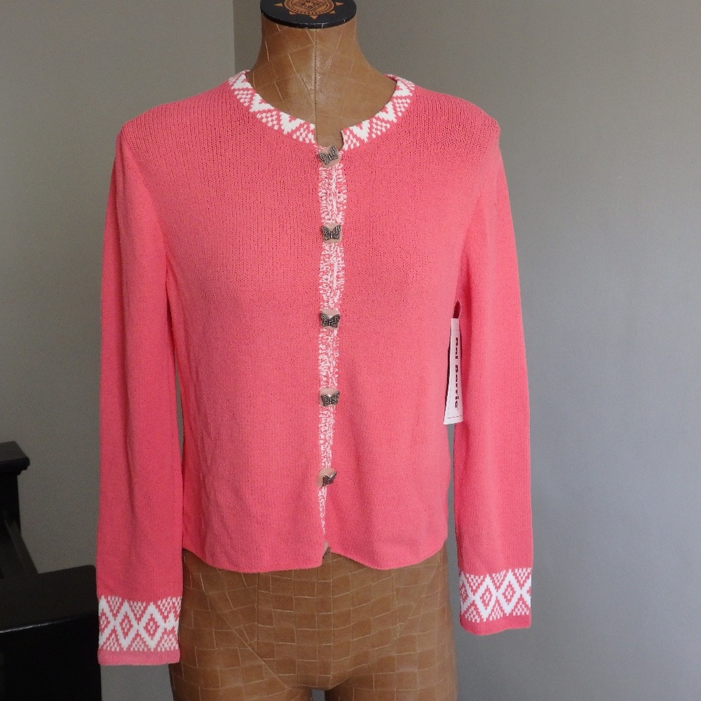 ANI BARRIE Wearable Art Coral Cardigan